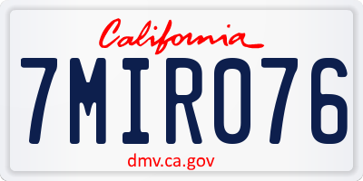 CA license plate 7MIR076