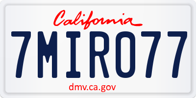 CA license plate 7MIR077