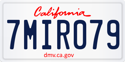 CA license plate 7MIR079