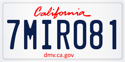 CA license plate 7MIR081