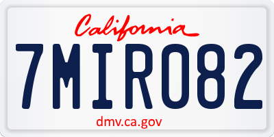 CA license plate 7MIR082