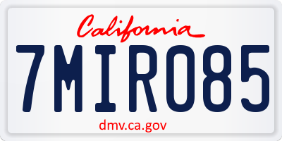 CA license plate 7MIR085