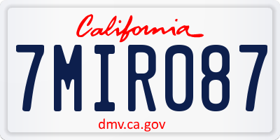 CA license plate 7MIR087