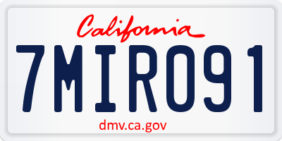 CA license plate 7MIR091