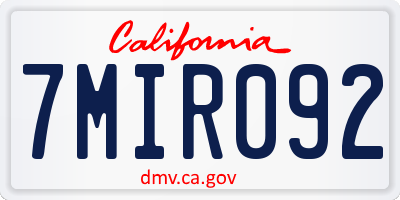 CA license plate 7MIR092
