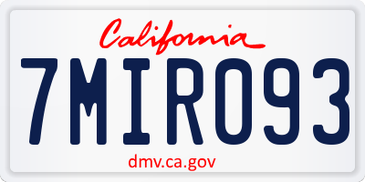 CA license plate 7MIR093