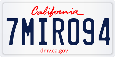 CA license plate 7MIR094