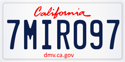 CA license plate 7MIR097