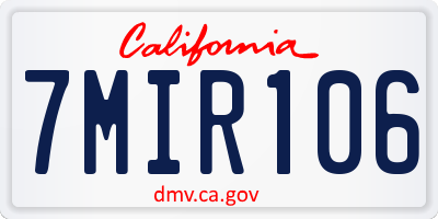 CA license plate 7MIR106
