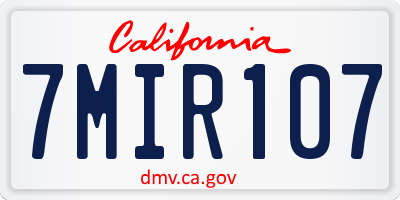 CA license plate 7MIR107