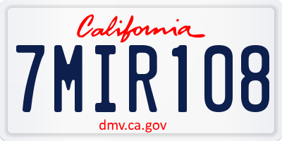 CA license plate 7MIR108