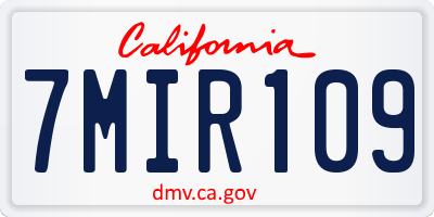 CA license plate 7MIR109