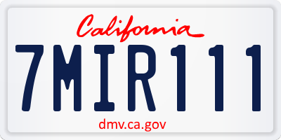 CA license plate 7MIR111