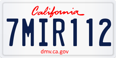 CA license plate 7MIR112