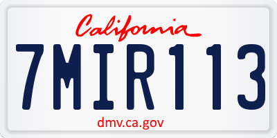 CA license plate 7MIR113