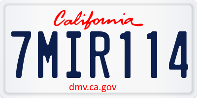 CA license plate 7MIR114