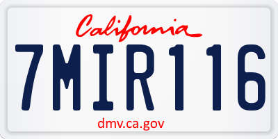 CA license plate 7MIR116