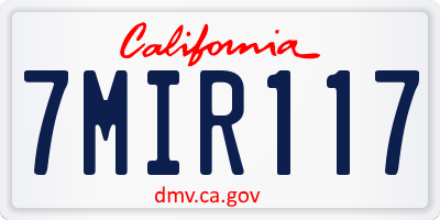 CA license plate 7MIR117