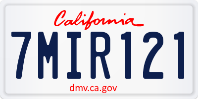 CA license plate 7MIR121