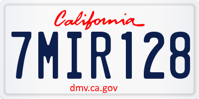 CA license plate 7MIR128