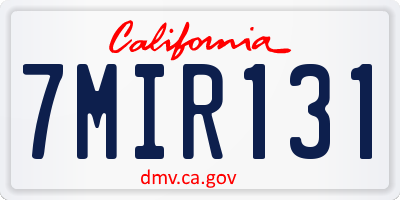 CA license plate 7MIR131