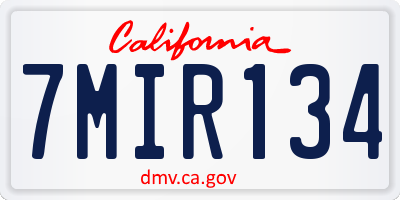 CA license plate 7MIR134