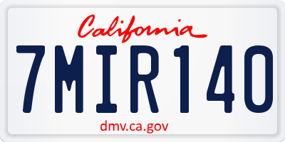 CA license plate 7MIR140
