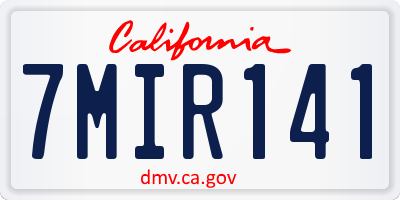 CA license plate 7MIR141