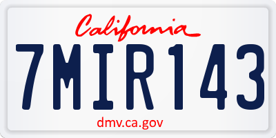 CA license plate 7MIR143