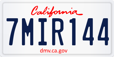 CA license plate 7MIR144