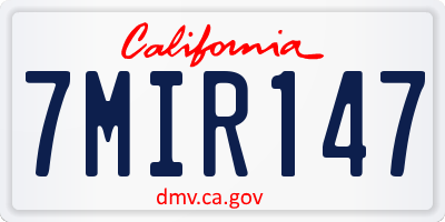 CA license plate 7MIR147