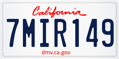 CA license plate 7MIR149
