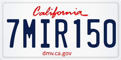 CA license plate 7MIR150