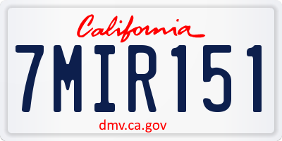 CA license plate 7MIR151