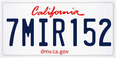 CA license plate 7MIR152