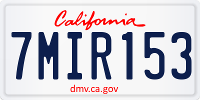 CA license plate 7MIR153