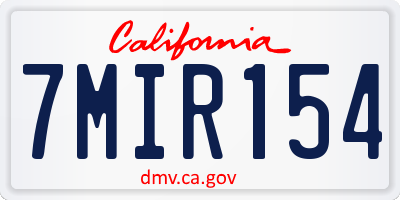 CA license plate 7MIR154
