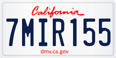 CA license plate 7MIR155