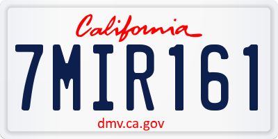 CA license plate 7MIR161
