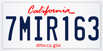 CA license plate 7MIR163