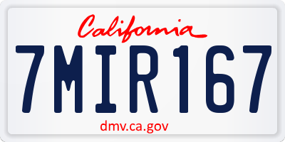 CA license plate 7MIR167