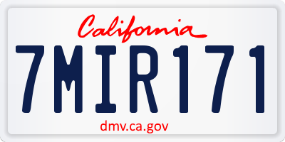 CA license plate 7MIR171