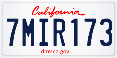 CA license plate 7MIR173