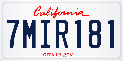 CA license plate 7MIR181