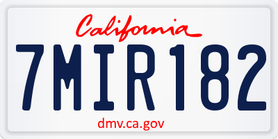 CA license plate 7MIR182