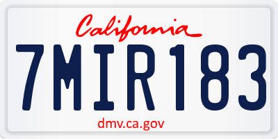 CA license plate 7MIR183