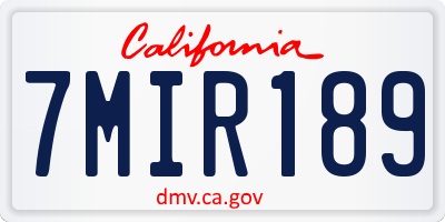 CA license plate 7MIR189