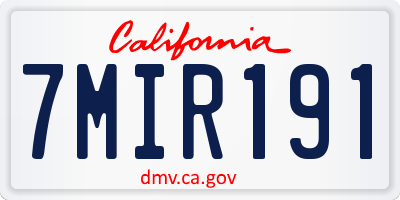 CA license plate 7MIR191