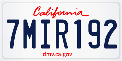 CA license plate 7MIR192