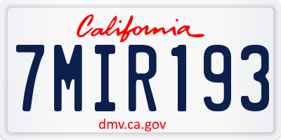 CA license plate 7MIR193